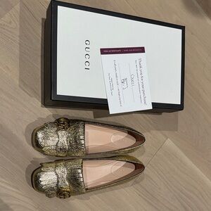 Gucci Marmont Metallic Gold Fringe Women's Loafer Flats